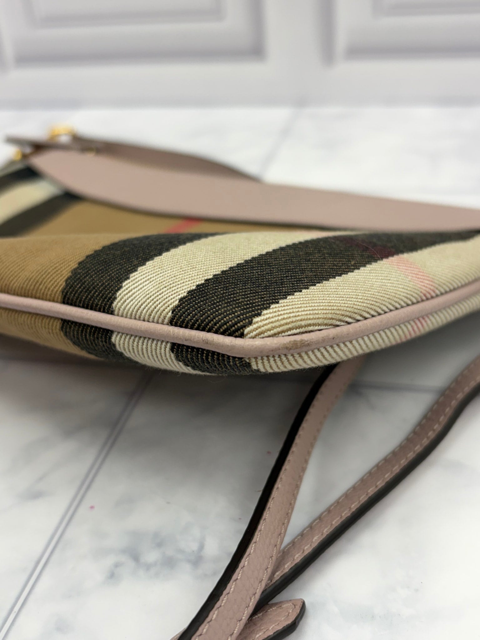 Burberry Canvas & Leather House Check Derby Peyton Crossbody Bag 