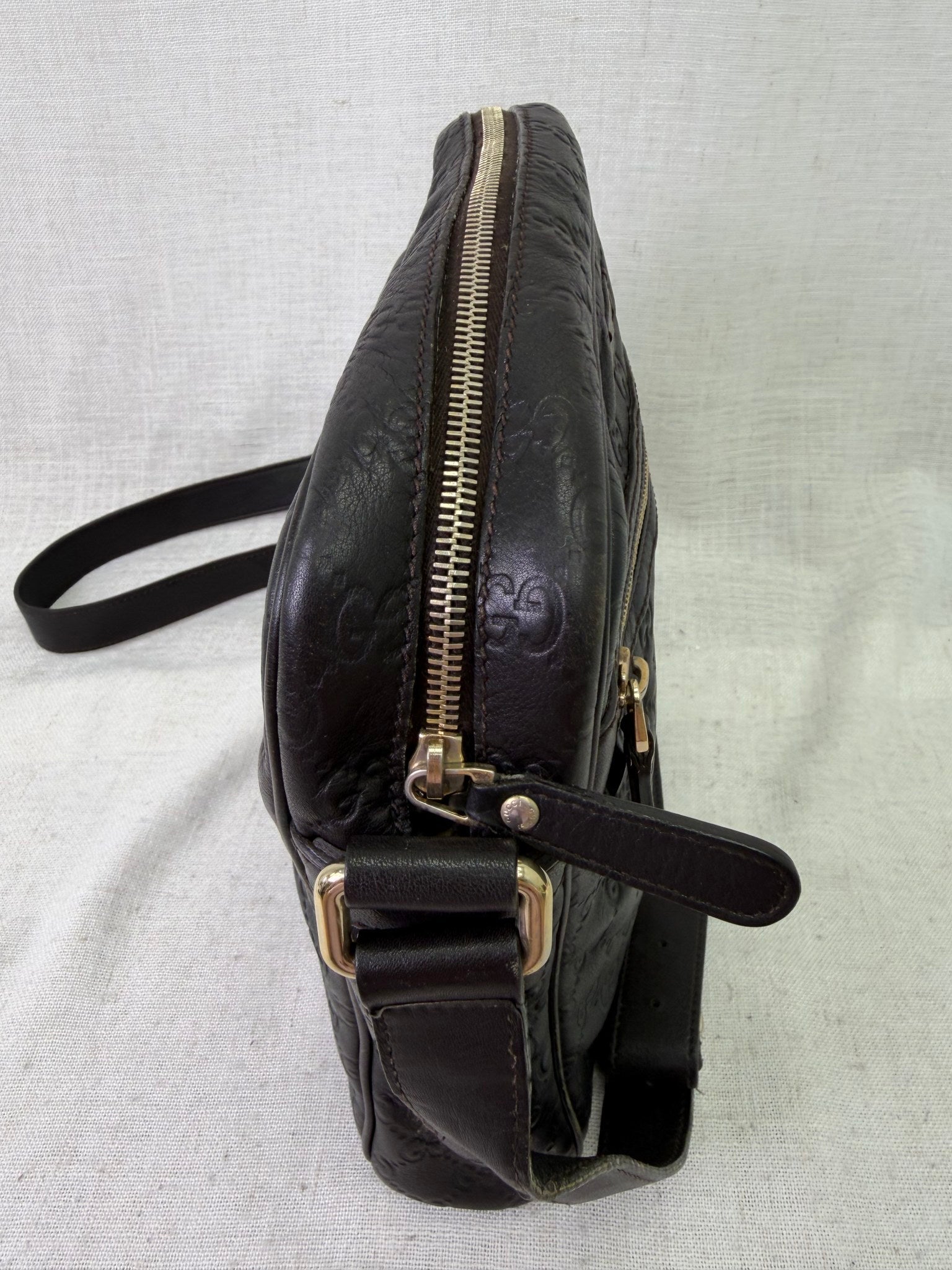 Gucci Dark Brown Guccissima Leather Crossbody Bag