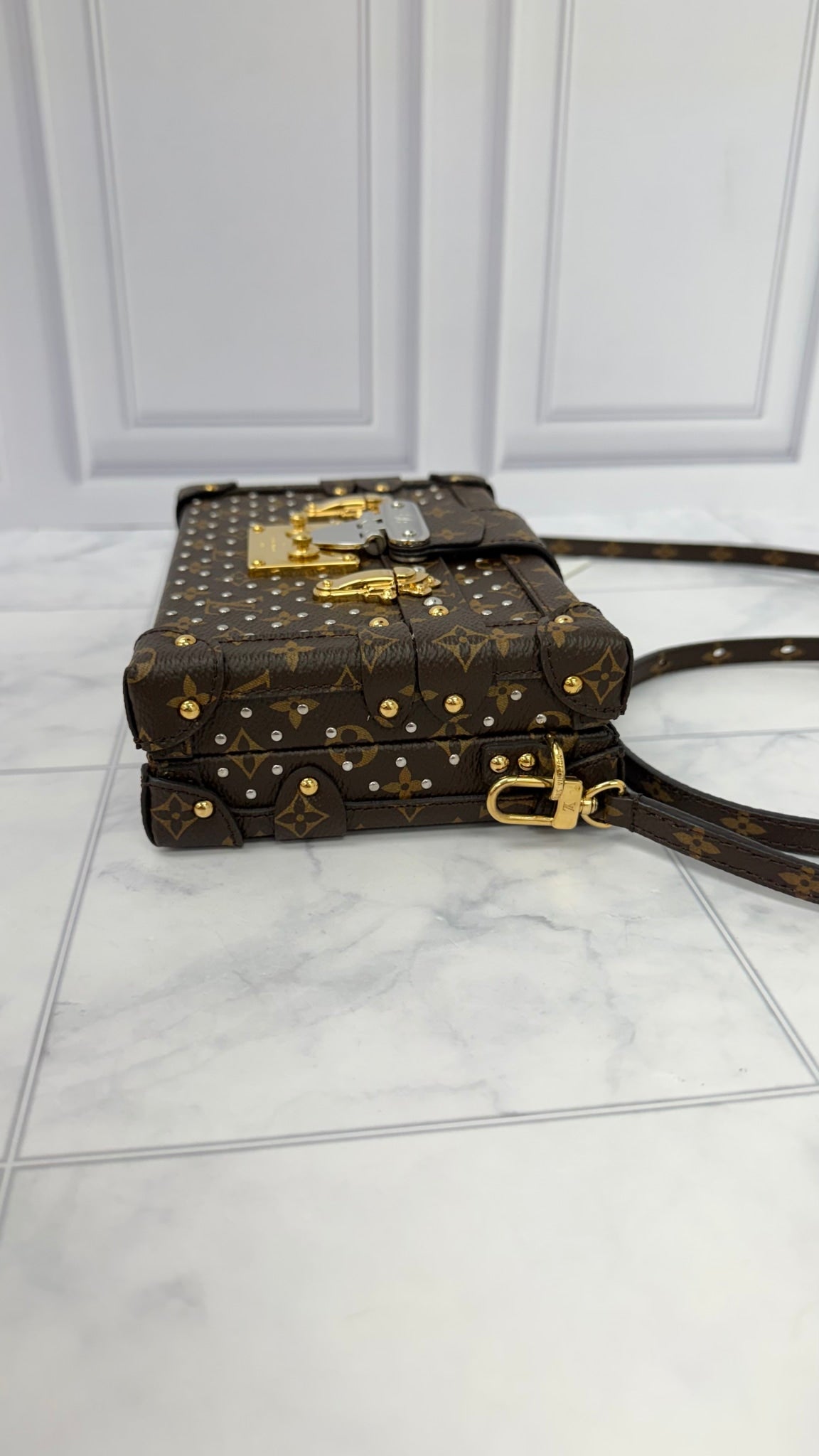 BRAND NEW - Louis Vuitton Monogram Studded Petite Malle Crossbody Bag 