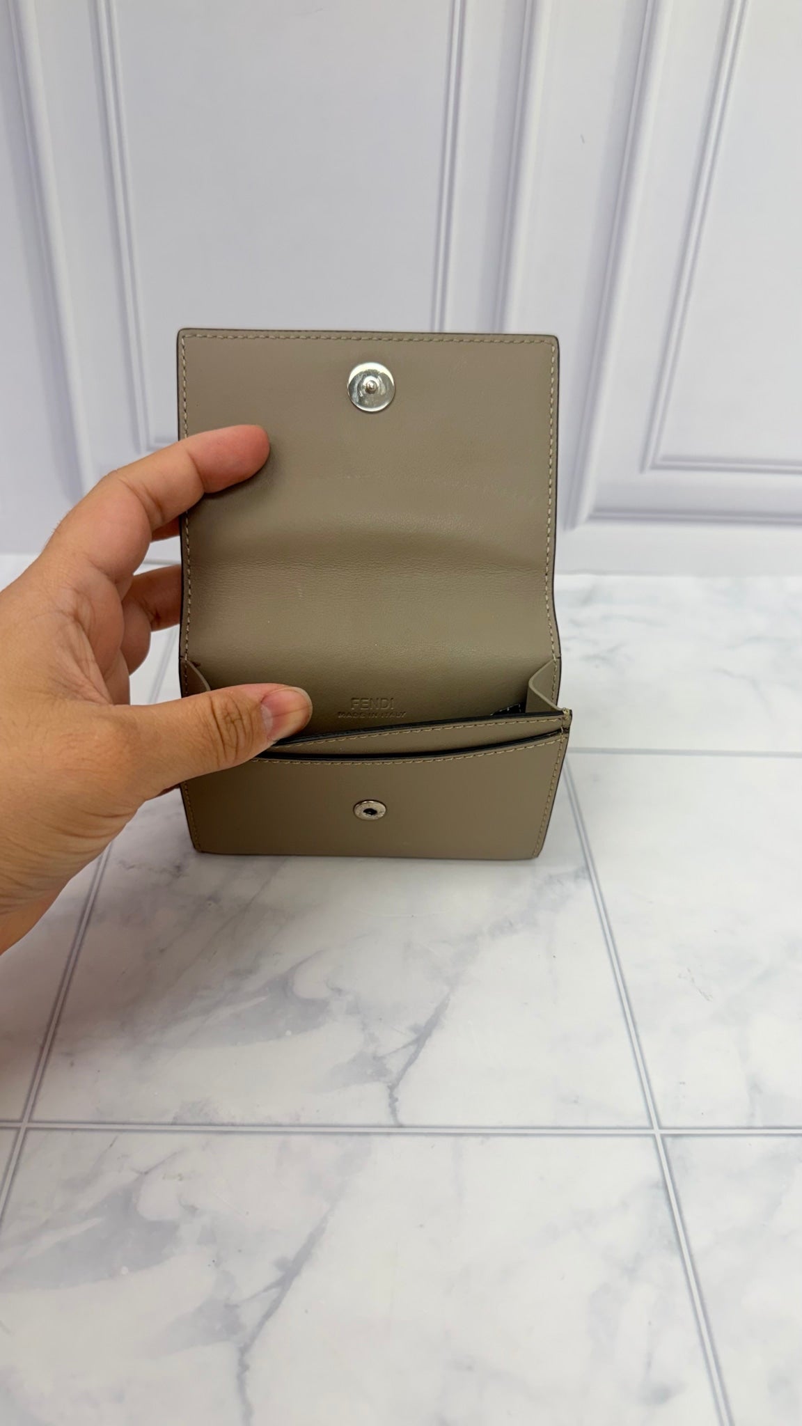 Fendi Taupe Leather By The Way Compact Wallet 