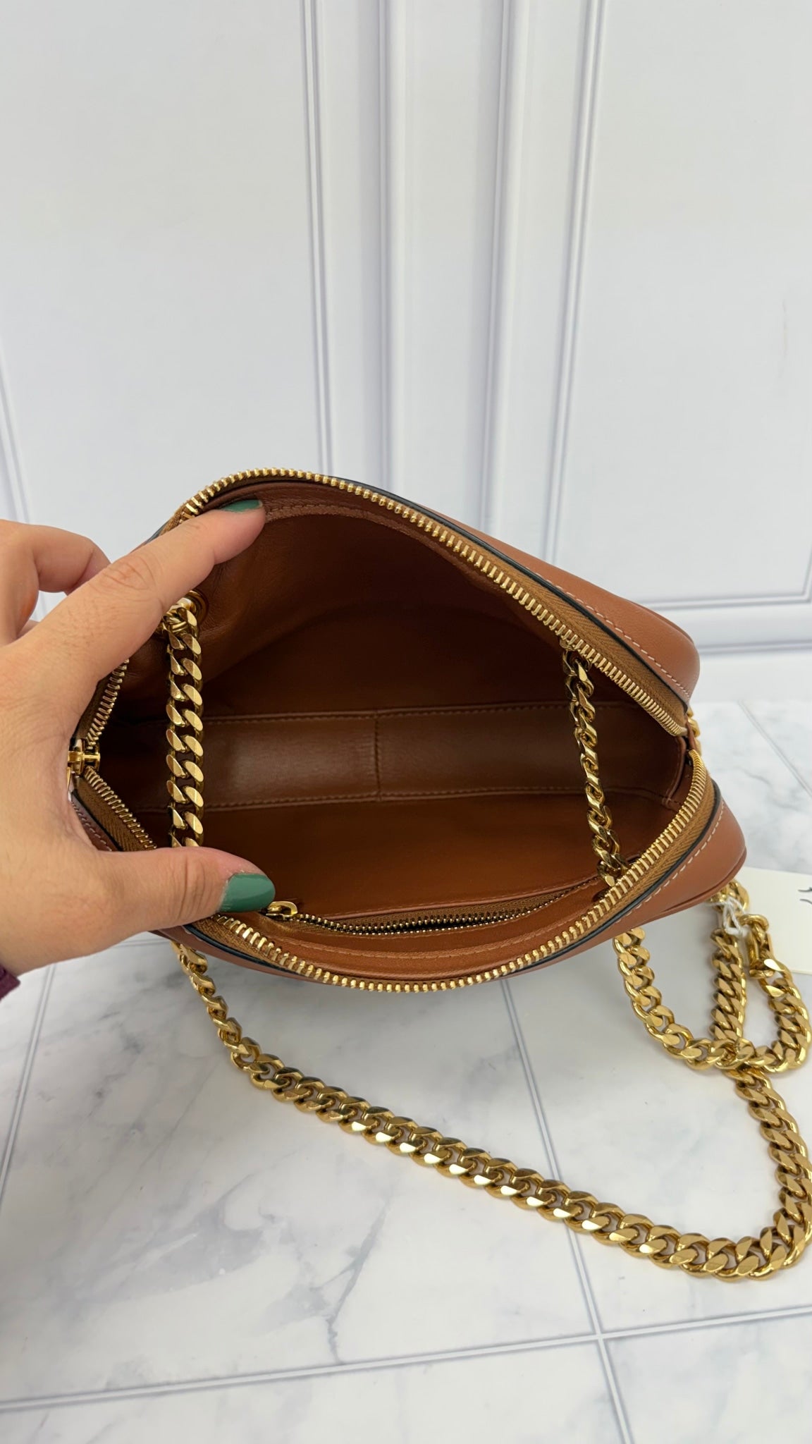 Celine White And Navy Jersey Chain Shoulder Bag 