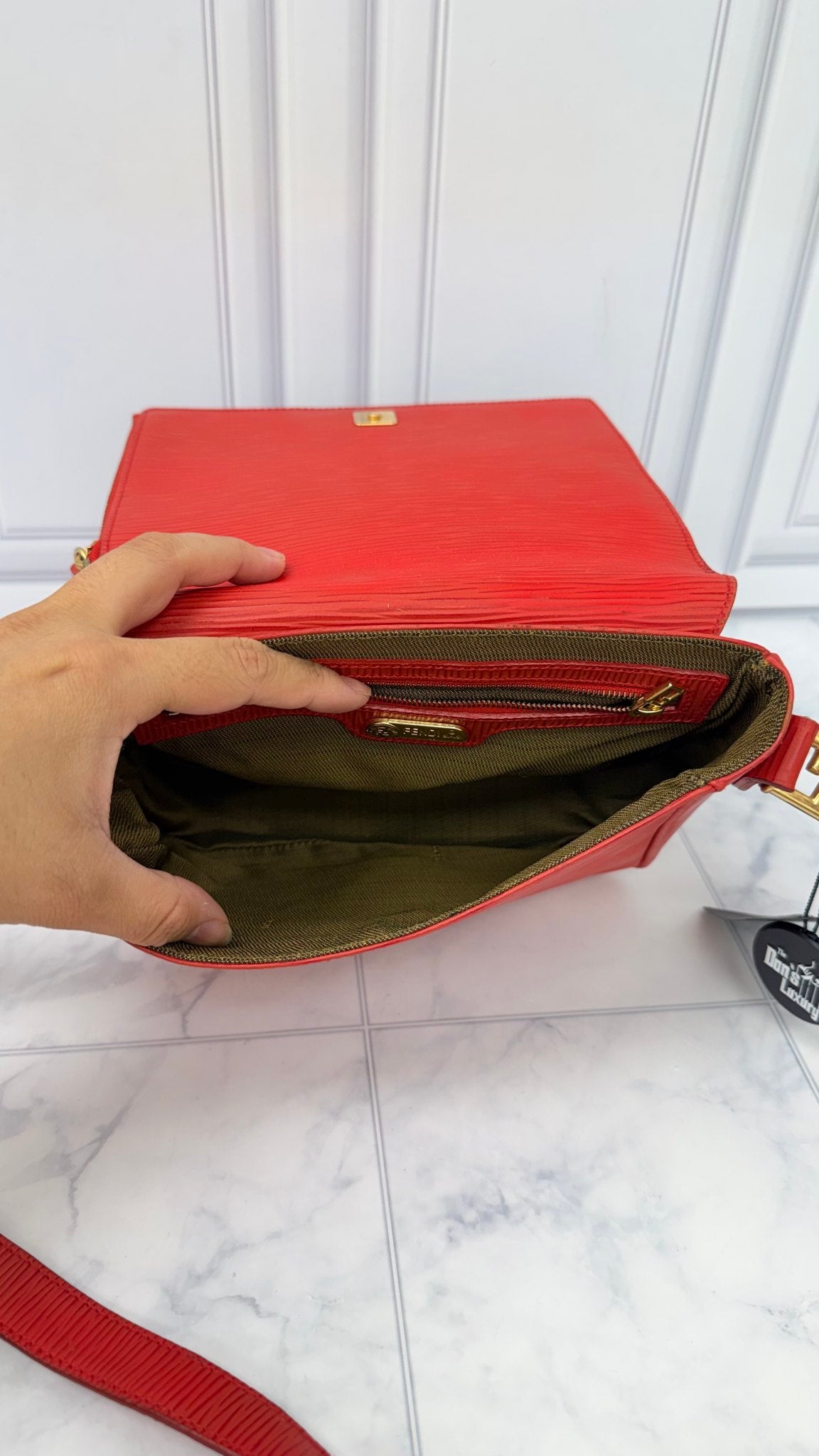 Fendi Red Leather Crossbody Bag 