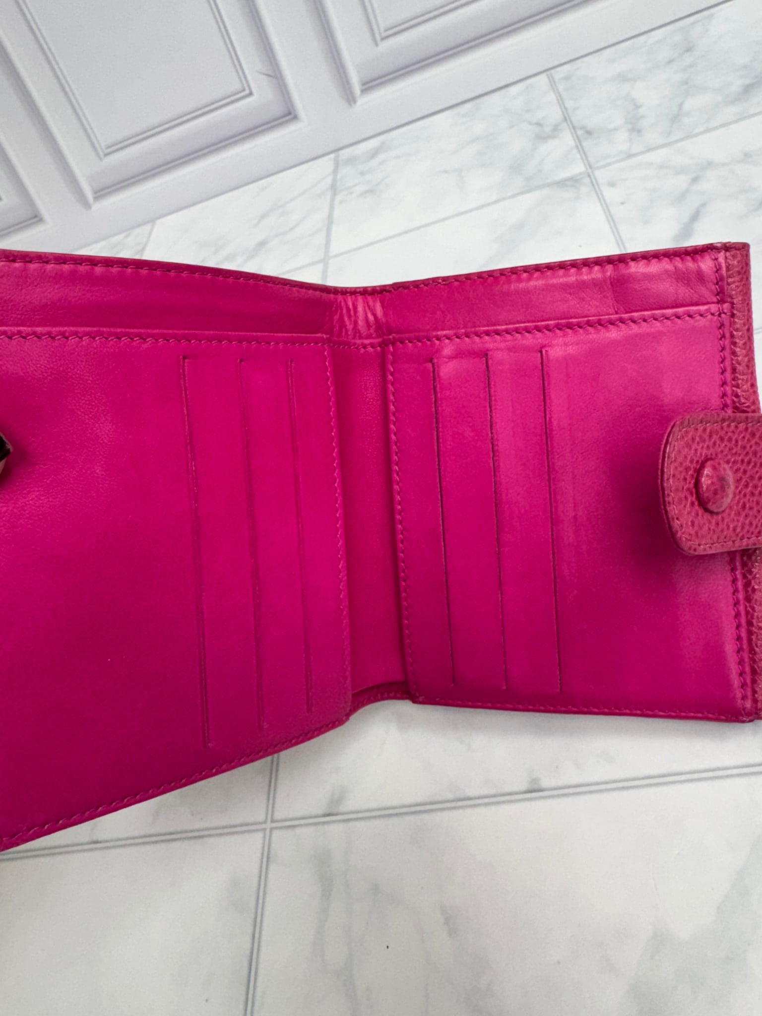 Chanel Pink Caviar Leather Timeless CC Compact Wallet