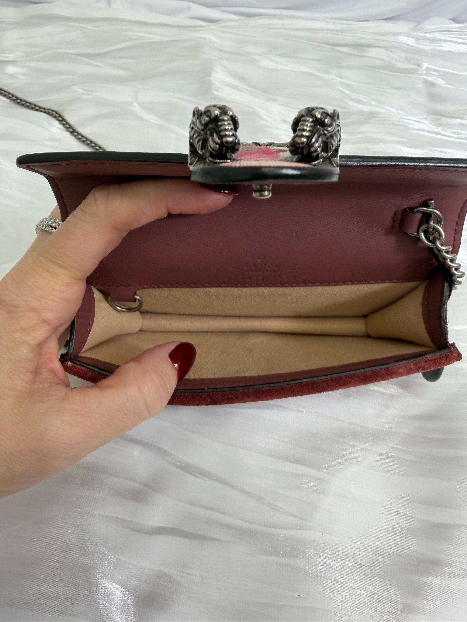 Gucci GG Supreme Pink Blooms Super Mini Dionysus Bag