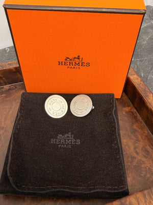 Hermes Silver Sellier Clip On Earrings