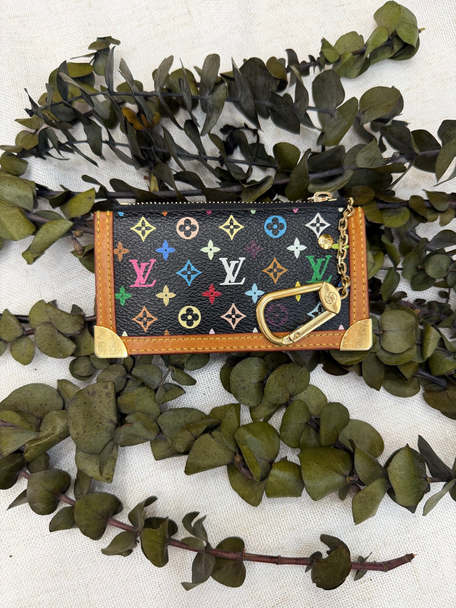 Louis Vuitton Black Multicolor Pochette Cles Coin Pouch