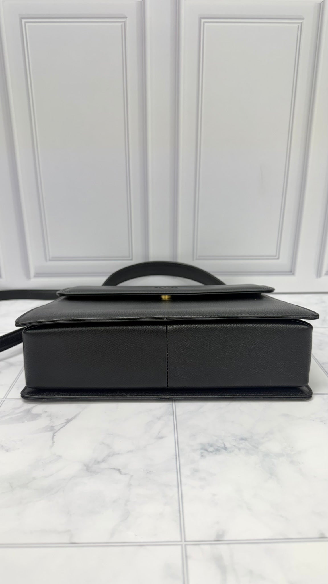 Valentino Black Grained Leather Top Handle Crossbody Bag 