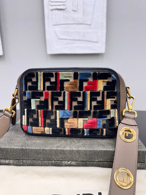 Fendi Multicolor Velvet And Leather Vitello Century Camera Bag