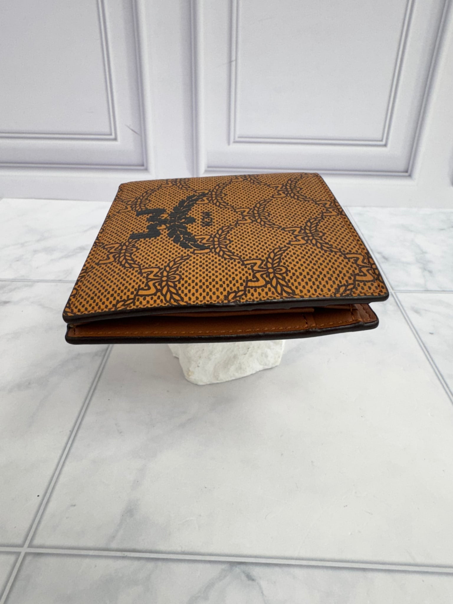 MCM Cognac Lauretos Coated Canvas Bifold Wallet