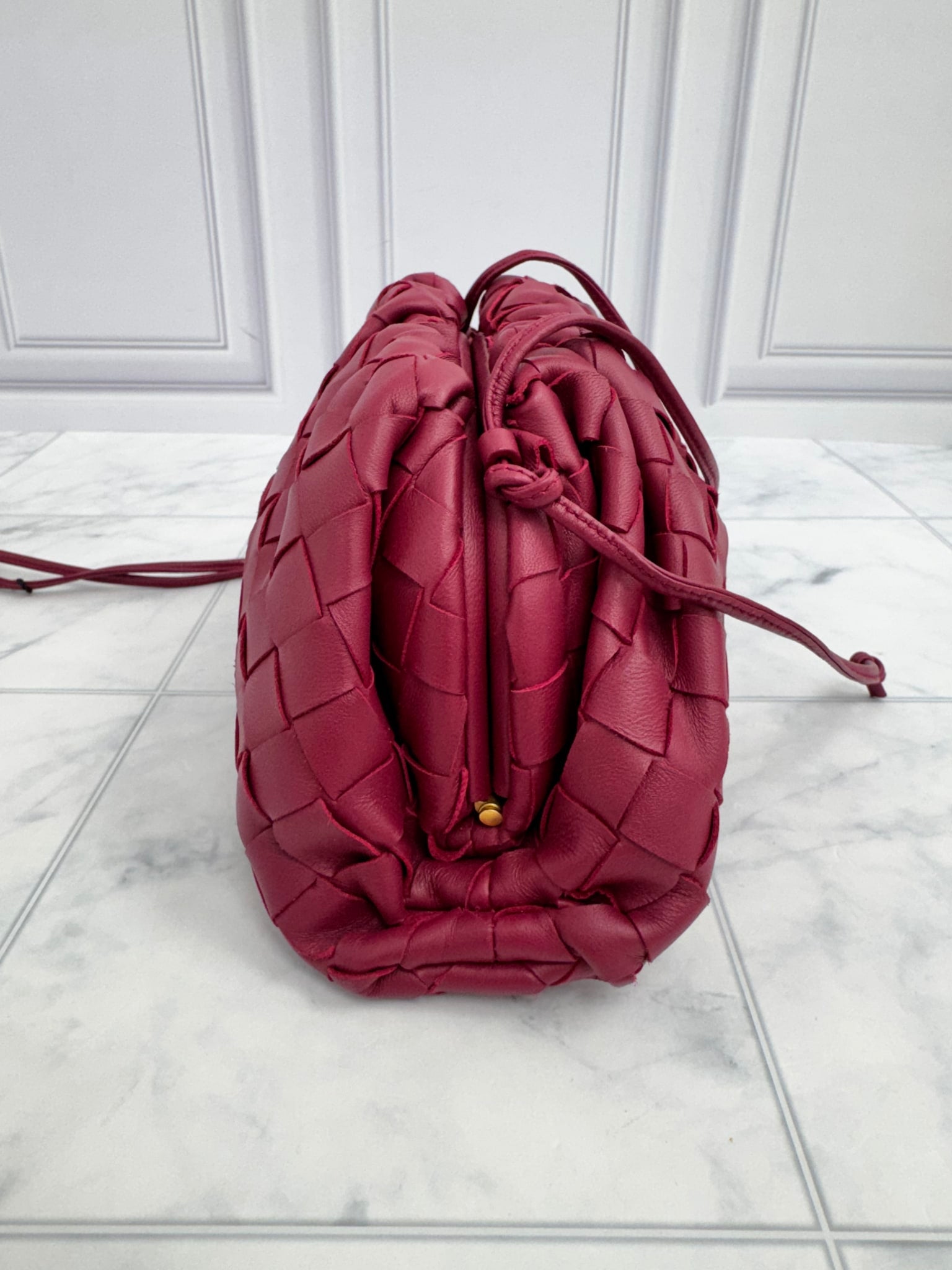 Bottega Veneta Burgundy Intrecciato Leather Mini Leather Crossbody Bag