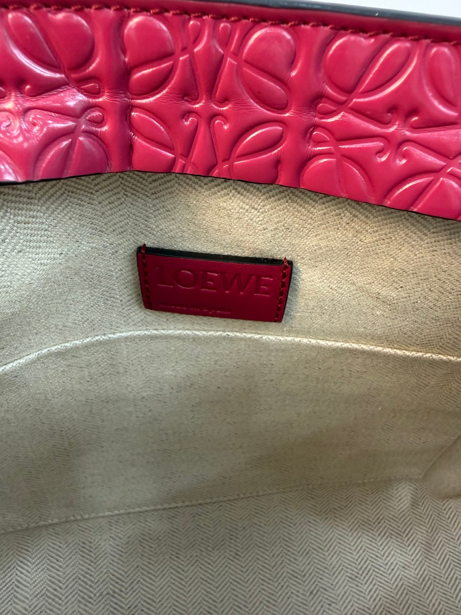 Loewe Raspberry Glazed Leather T Pouch