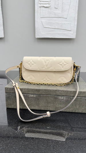 Louis Vuitton Cream Empreinte Ivy Wallet on a Chain