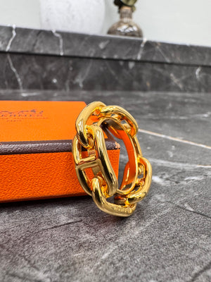 LIKE NEW - Hermès Gold Plated Chaine D'Ancre Scarf Ring