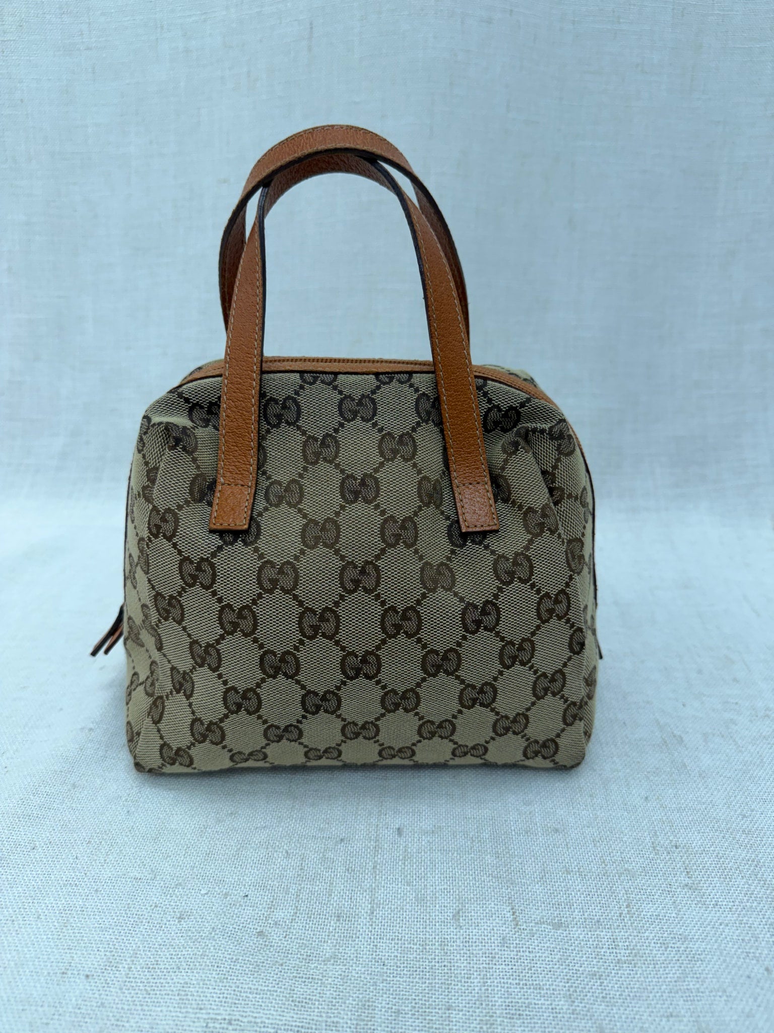 Gucci Tan GG Canvas & Leather Mini Dome Handbag