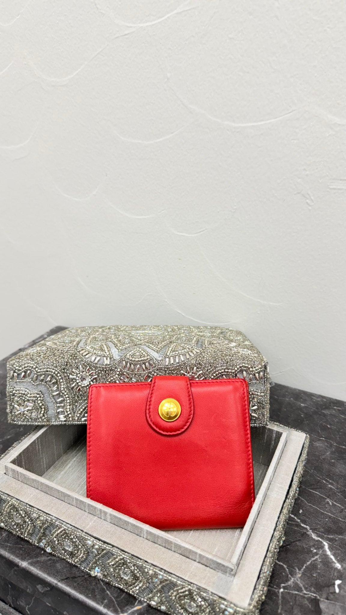 Gucci Red Leather Bifold Wallet