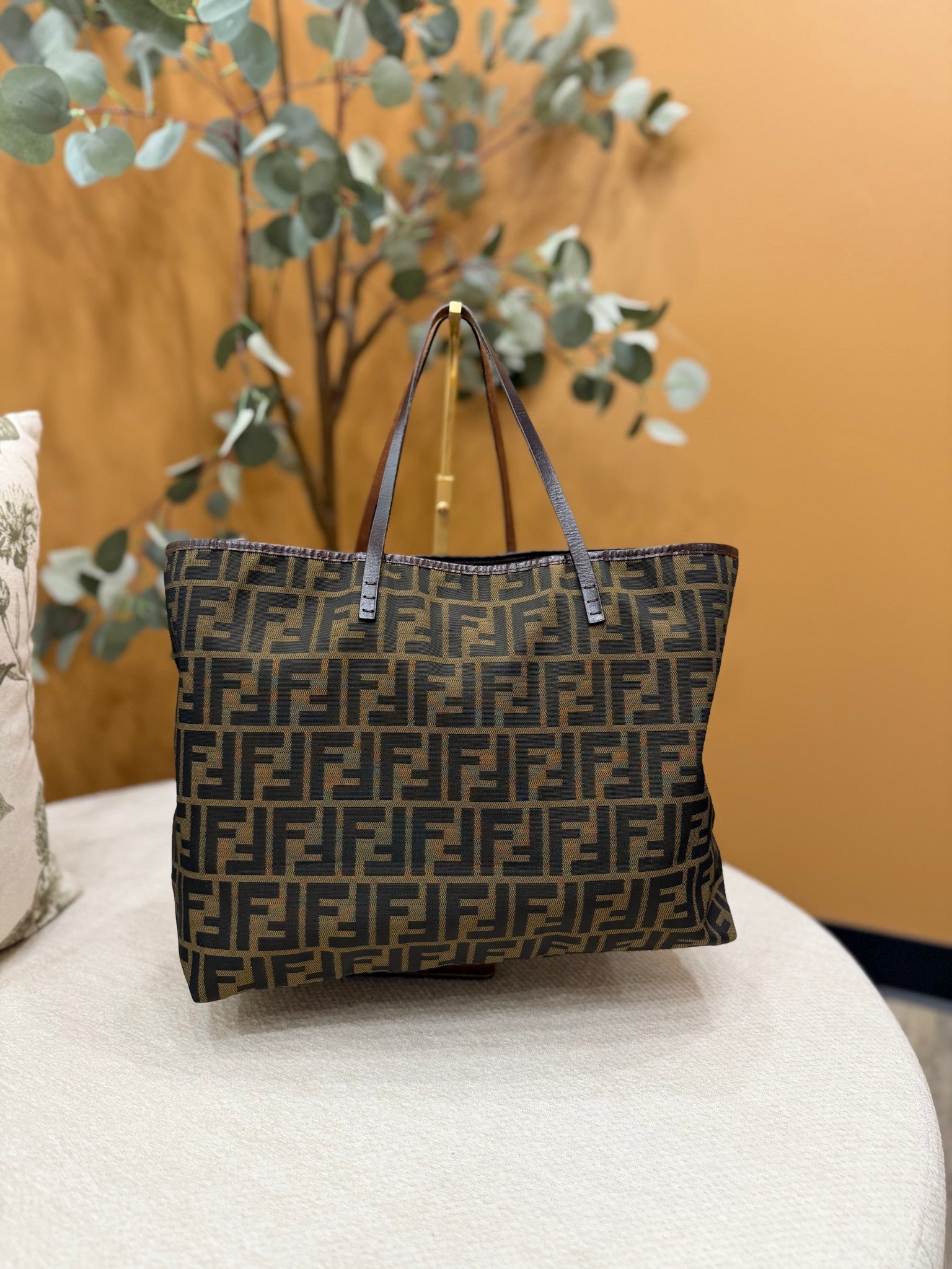 Fendi Brown Canvas Zucca Tote Bag