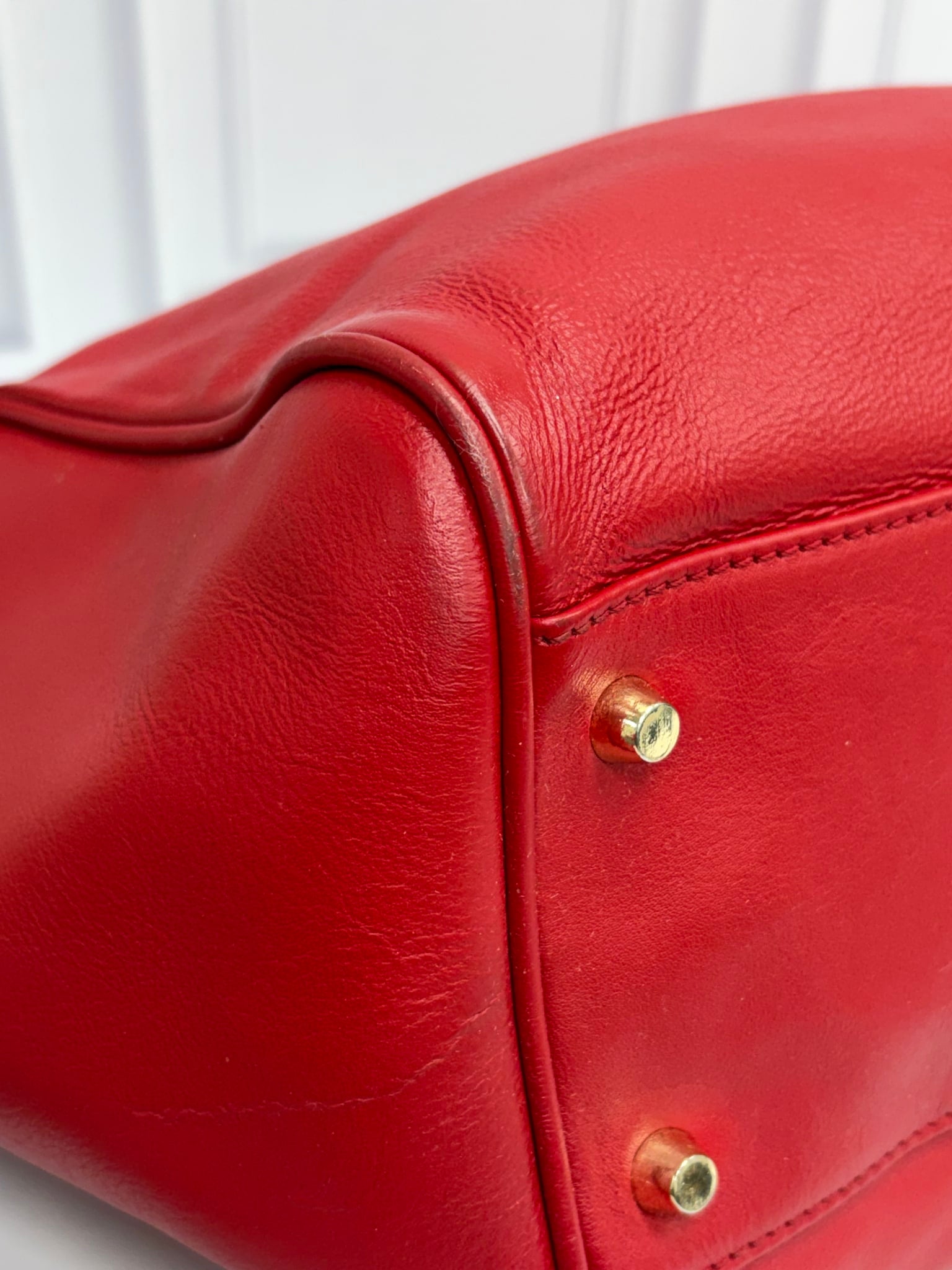 Burberry Red Leather Canterbury Tote Bag 