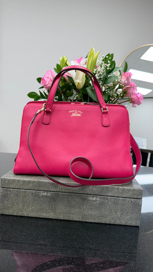 Gucci Pink Pebbled Leather Medium Swing 2Way Tote