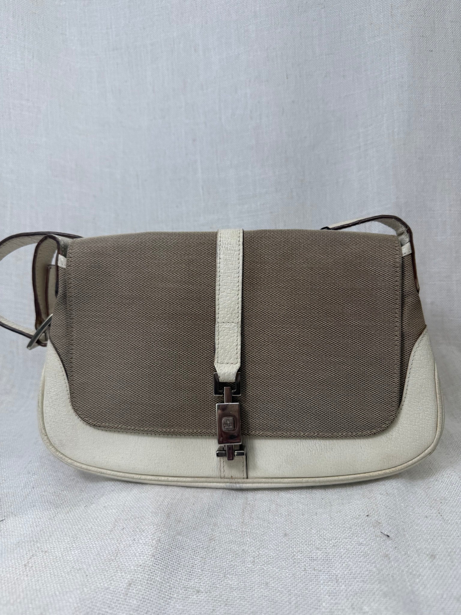 Gucci Beige Canvas Jackie Shoulder Bag