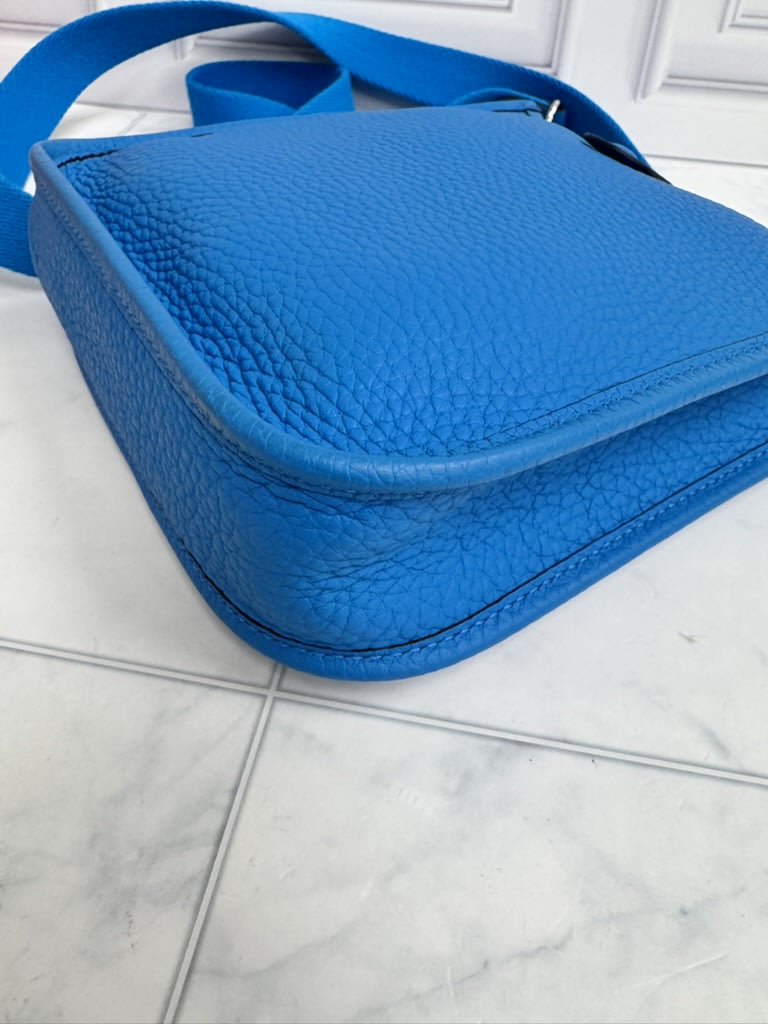 Hermes Blue Taurillon Clemence Leather Evelyne Amazone TPM Bag