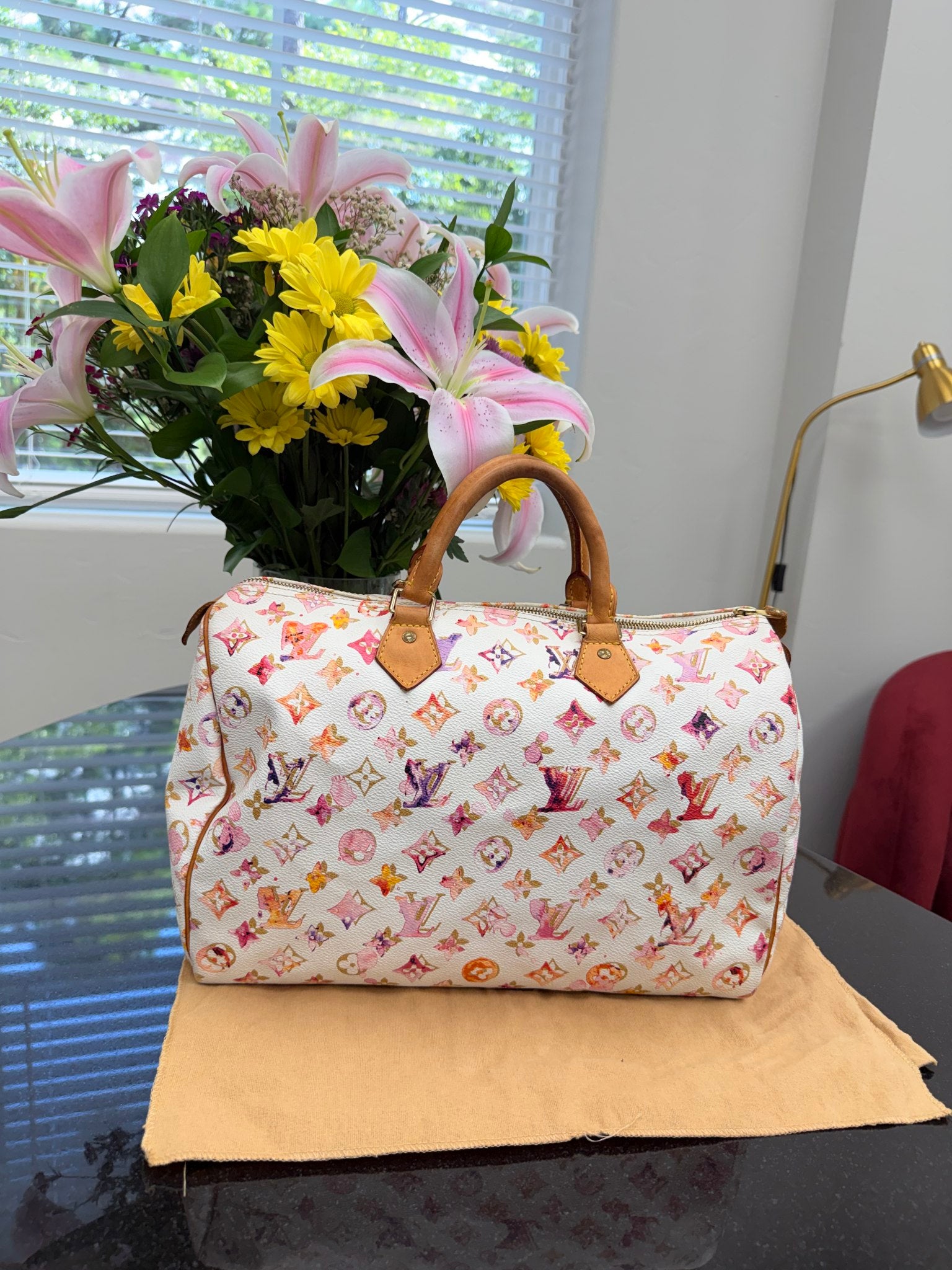Louis Vuitton White Watercolor Monogram Speedy 35 