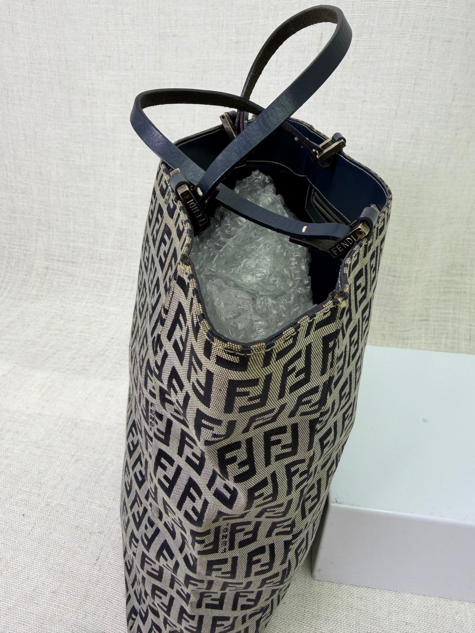 Fendi Navy Zucchino Canvas Tote