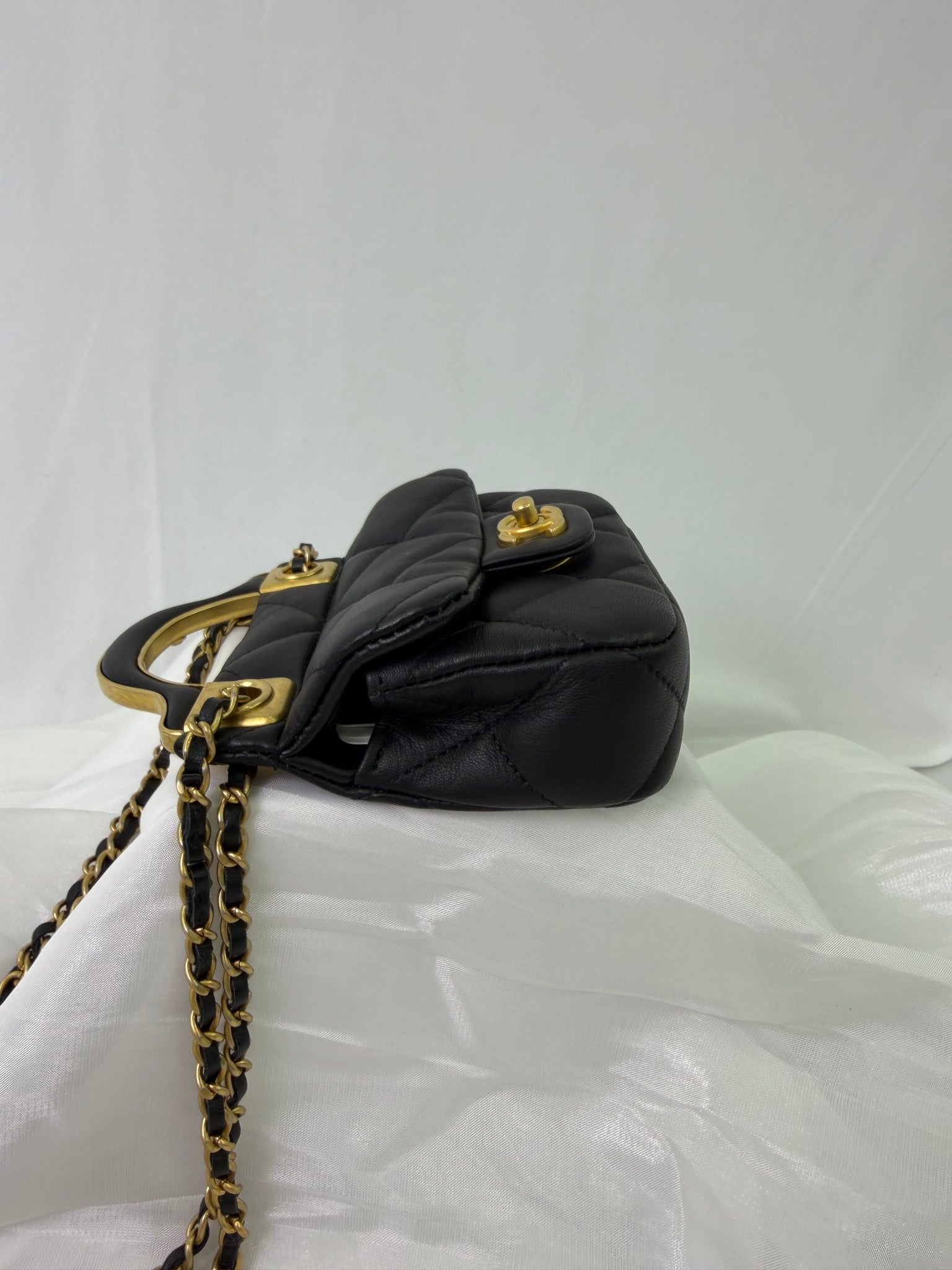 Chanel Black Lambskin Flap Card Holder Bag