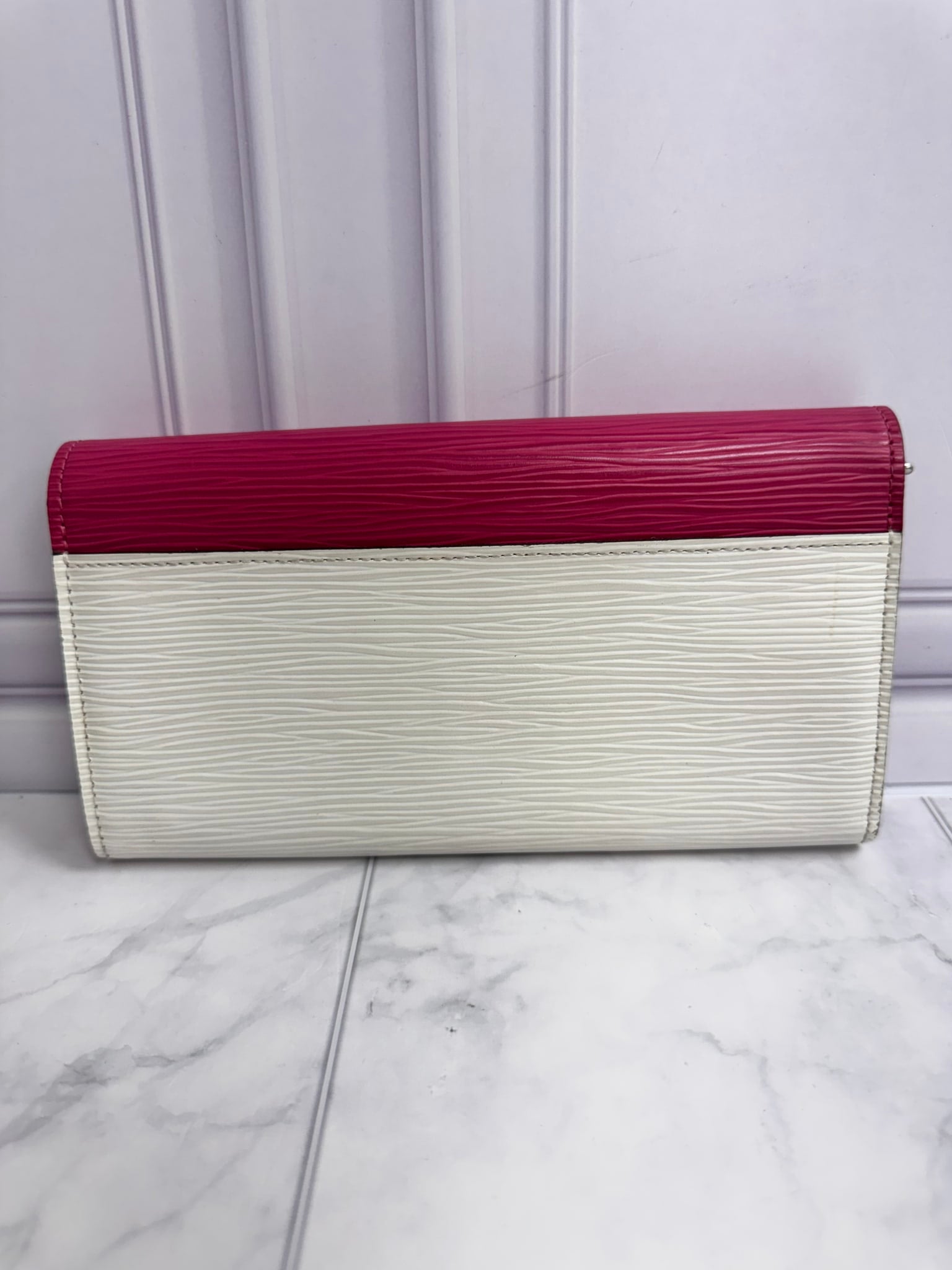 Louis Vuitton Pink And White Epi Tribal Mask Long Wallet