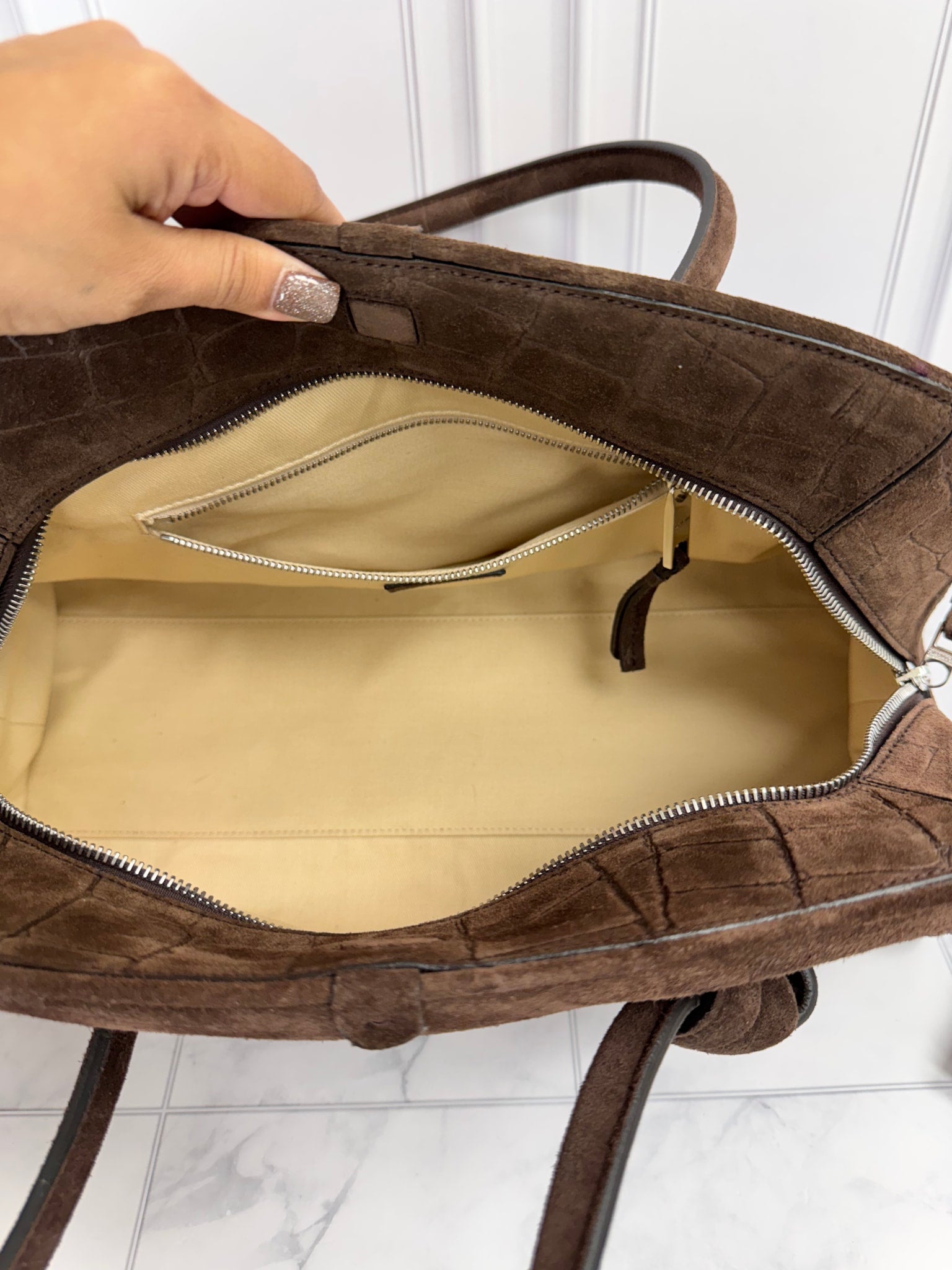 BRAND NEW Jacquemus Brown Croc Embossed Suede Le Turismo Shoulder Bag