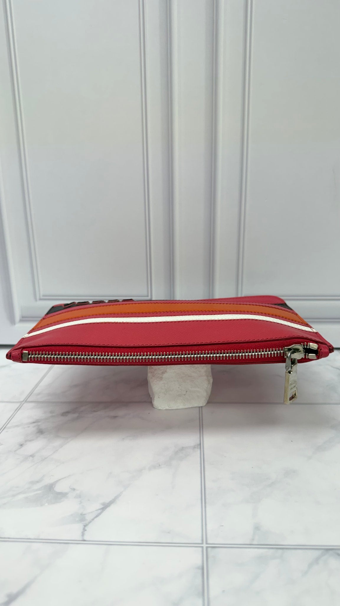 Prada Pink Multicolor Saffiano Leather Pouch 