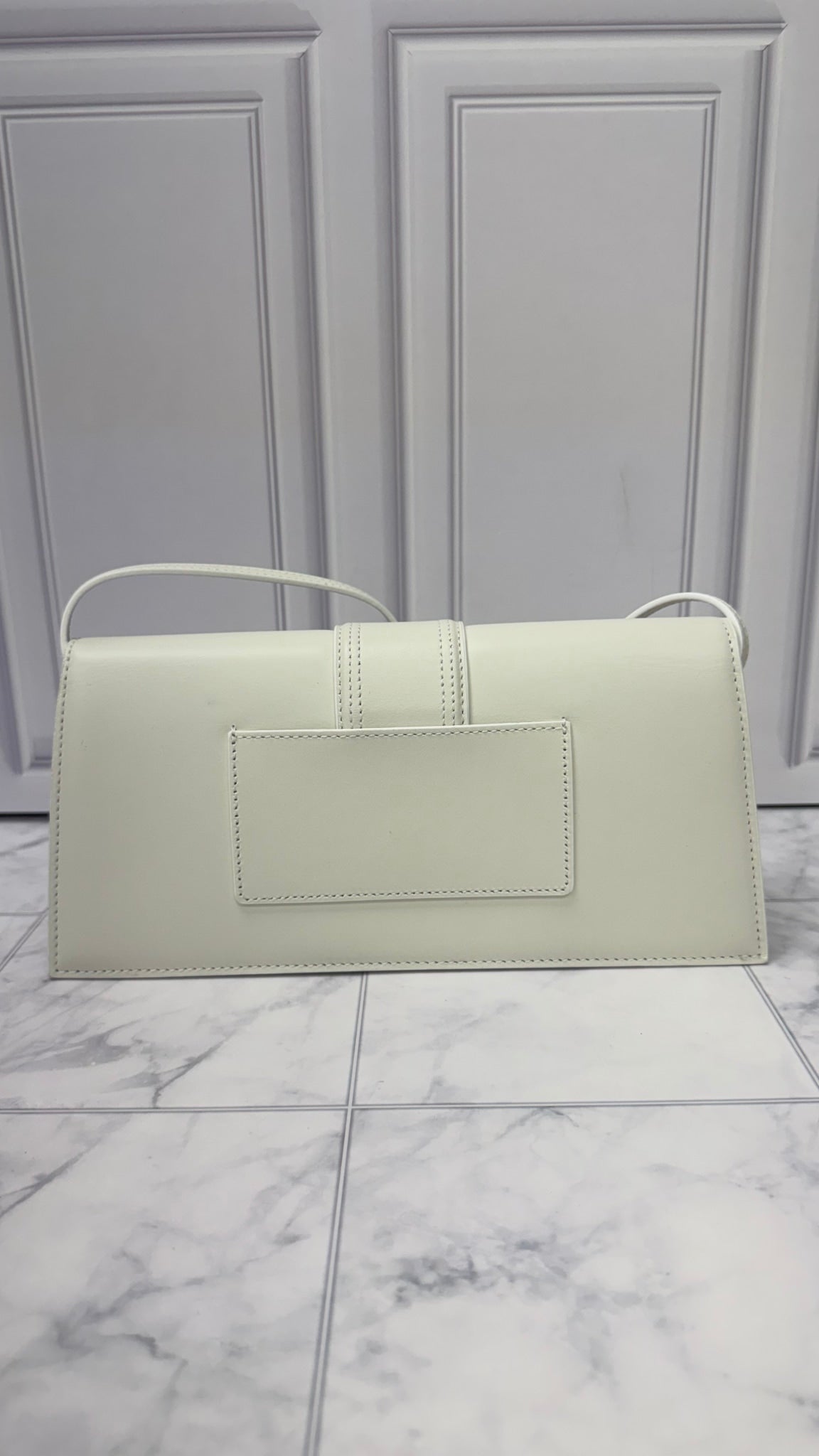 BRAND NEW - Jacquemus White Leather Le Bambino Long Shoulder Bag