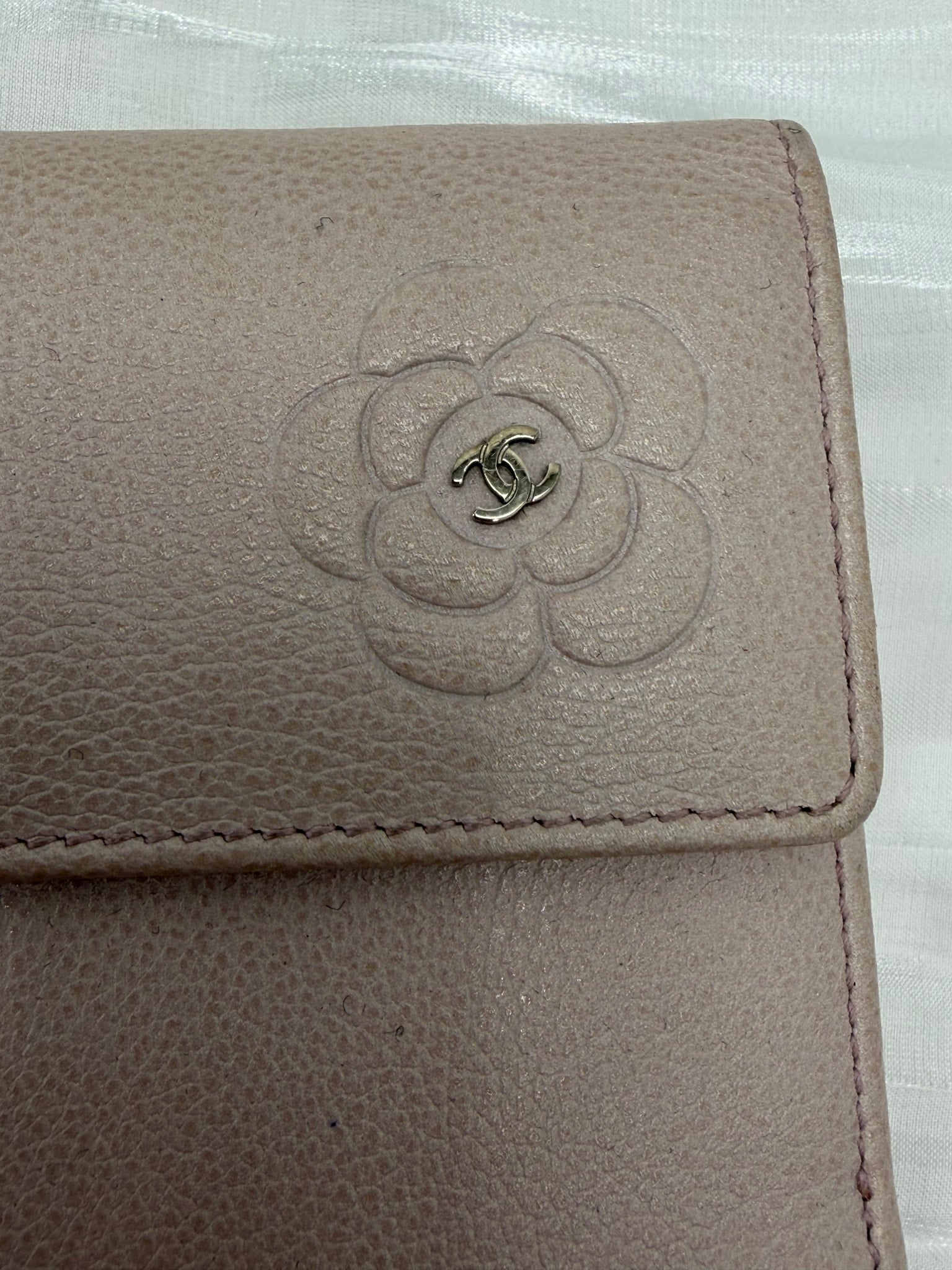 Chanel Pink Lambskin Camellia Long Wallet