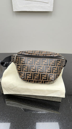 Fendi Brown & Black Zucca Embossed Bum Bag