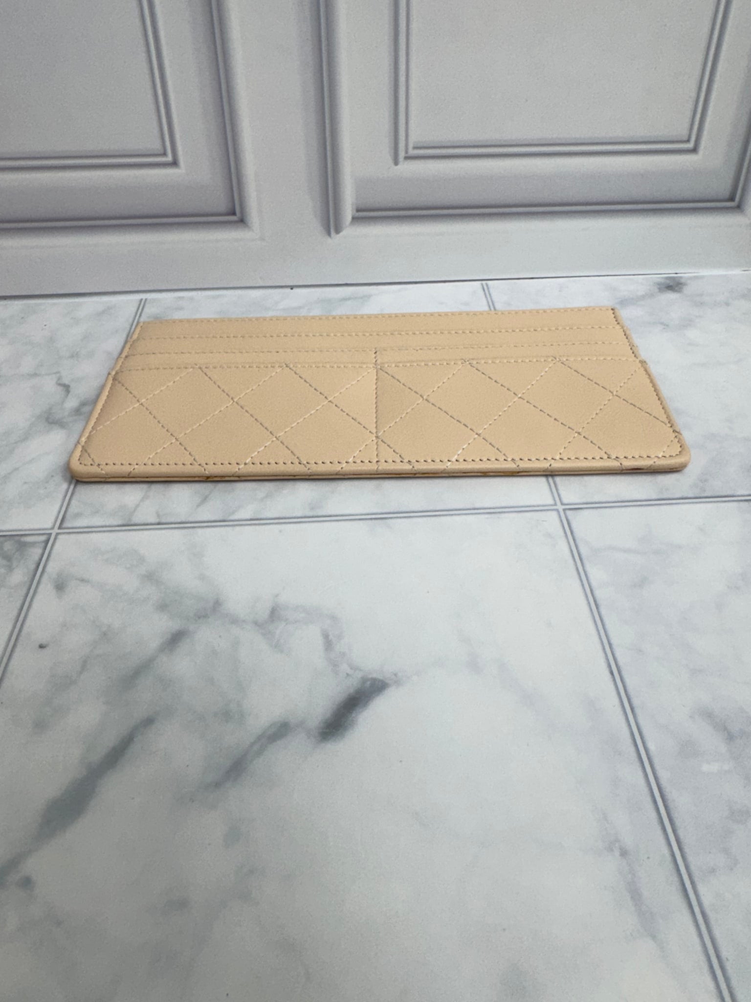 Chanel Beige Quilted Leather Wallet Insert