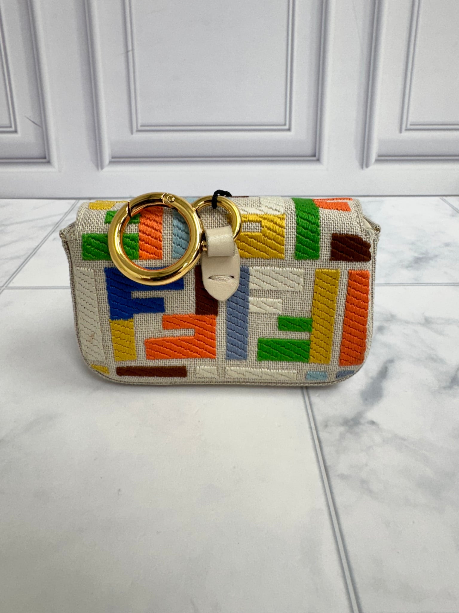 Fendi Multicolor Zucca Beige Nano Baguette