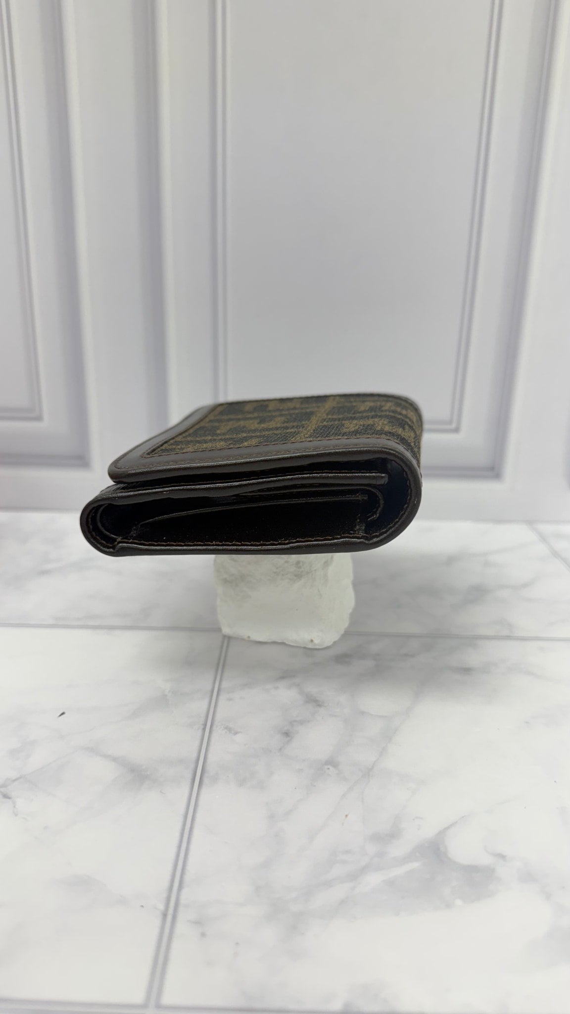 LIKE NEW - Fendi Brown Zucca Canvas Trifold Wallet 
