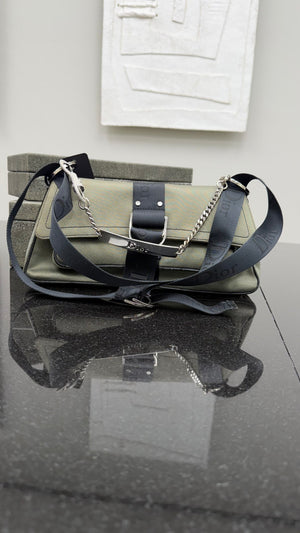Christian Dior Olive Green Canvas Shoulder Bag