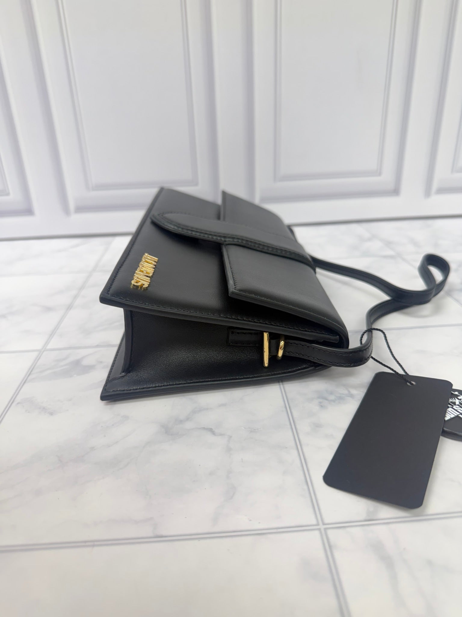 BRAND NEW - Jacquemus Black Leather Le Bambino Long Shoulder Bag