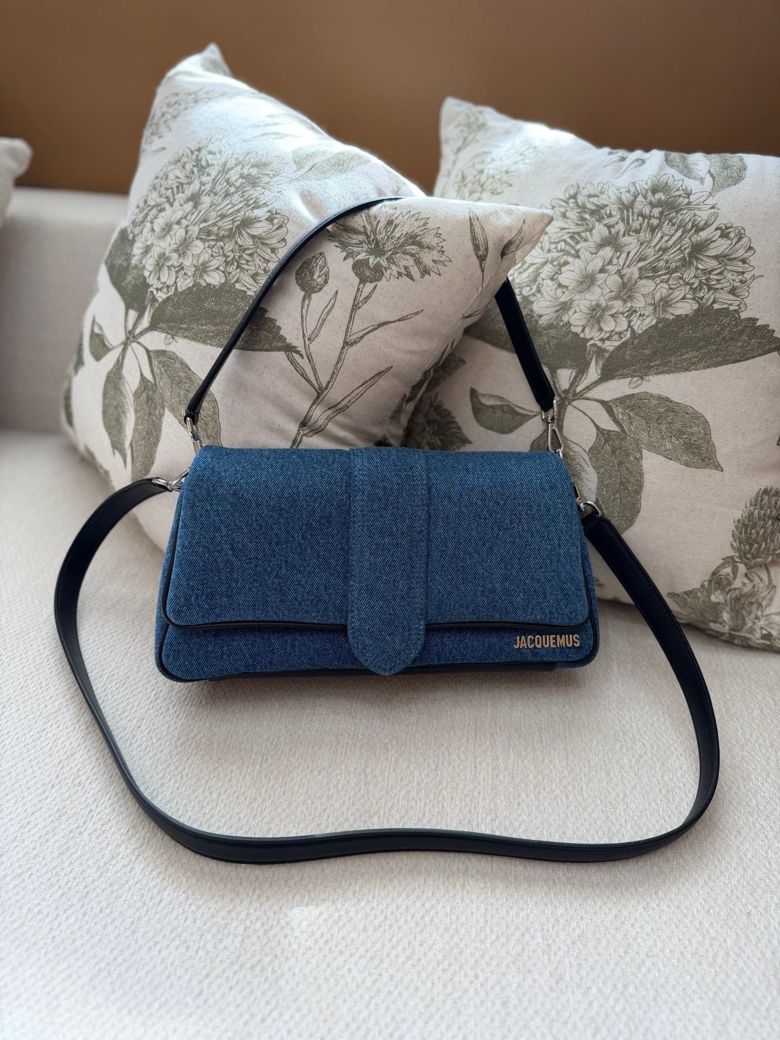 LIKE NEW - Jacquemes Denim & Black Leather Le Bambimou 2Way Bag