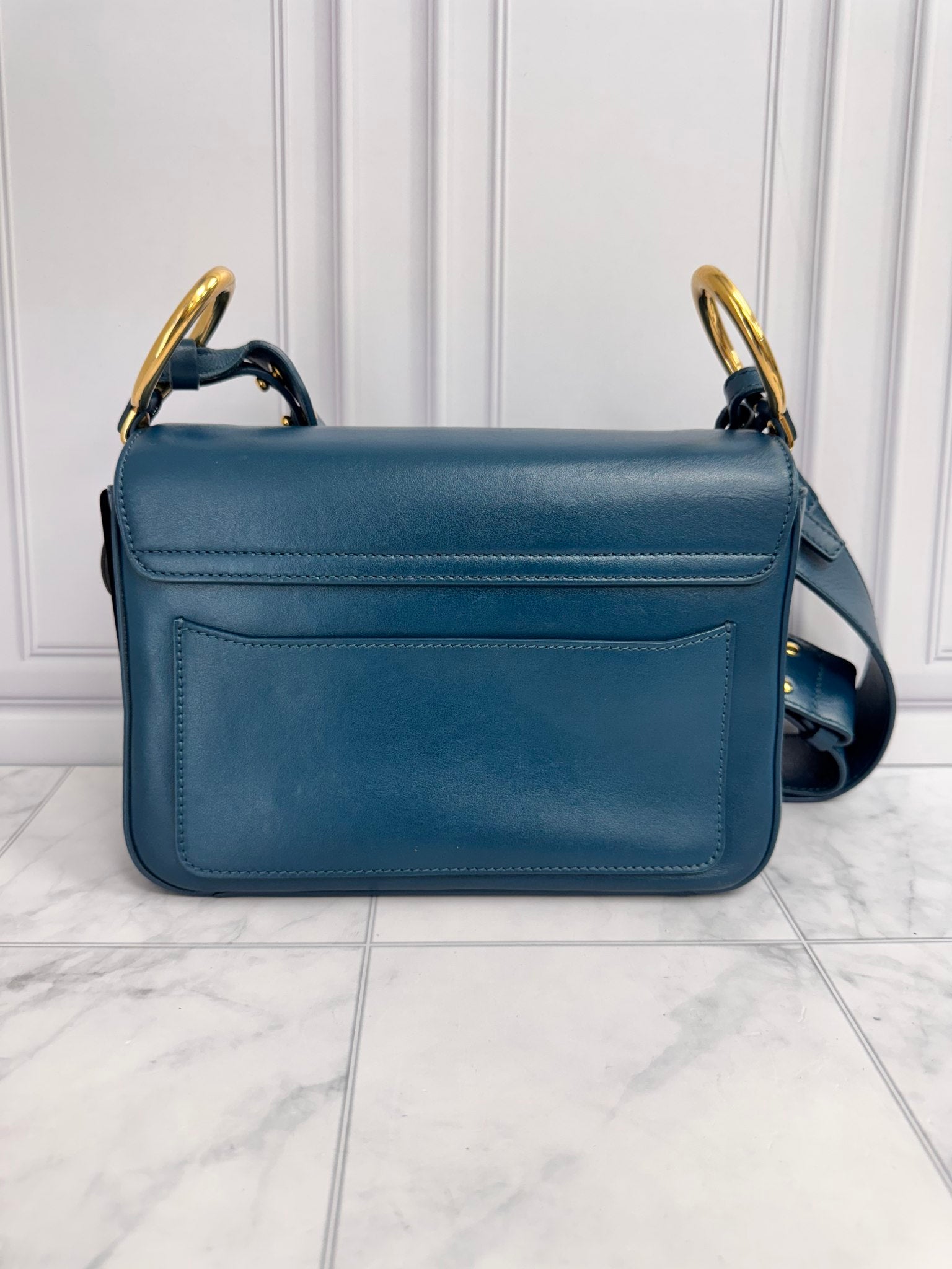 Chloe Blue Leather C Crossbody Bag
