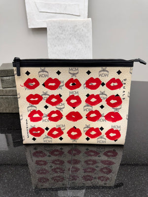MCM Visetos Creme Lip Print Limited Edition Pouch