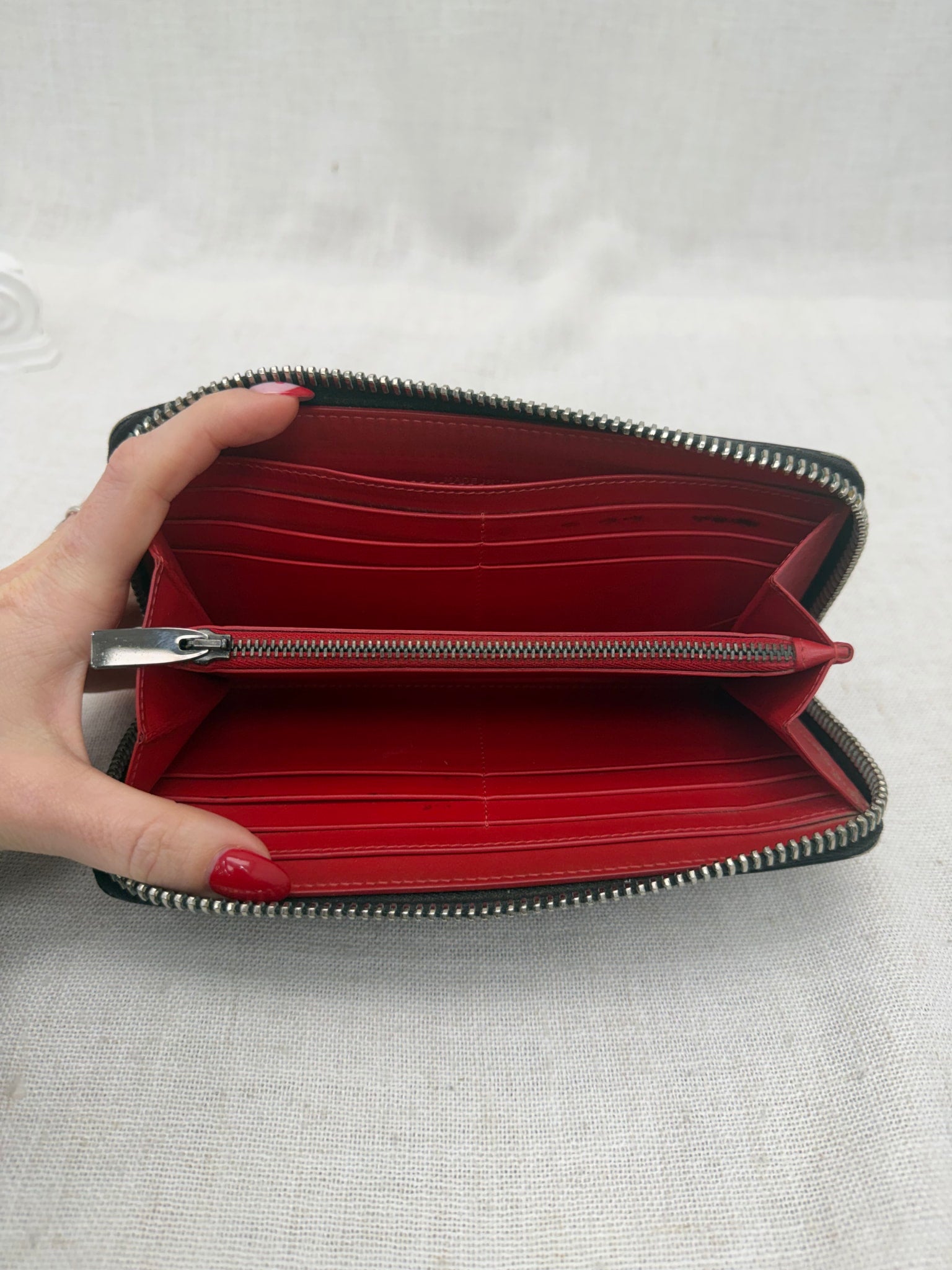 Christian Louboutin Black Leather Spiked Zippy Wallet