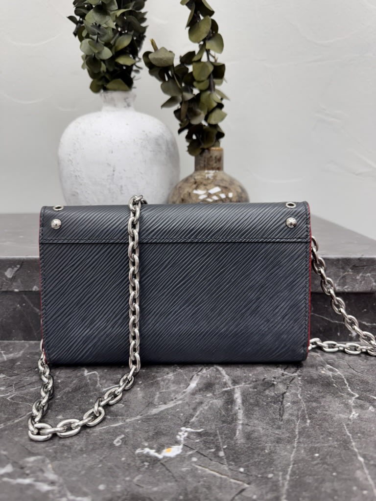 Louis Vuitton Black Epi Leather Studded Twist Wallet On A Chain