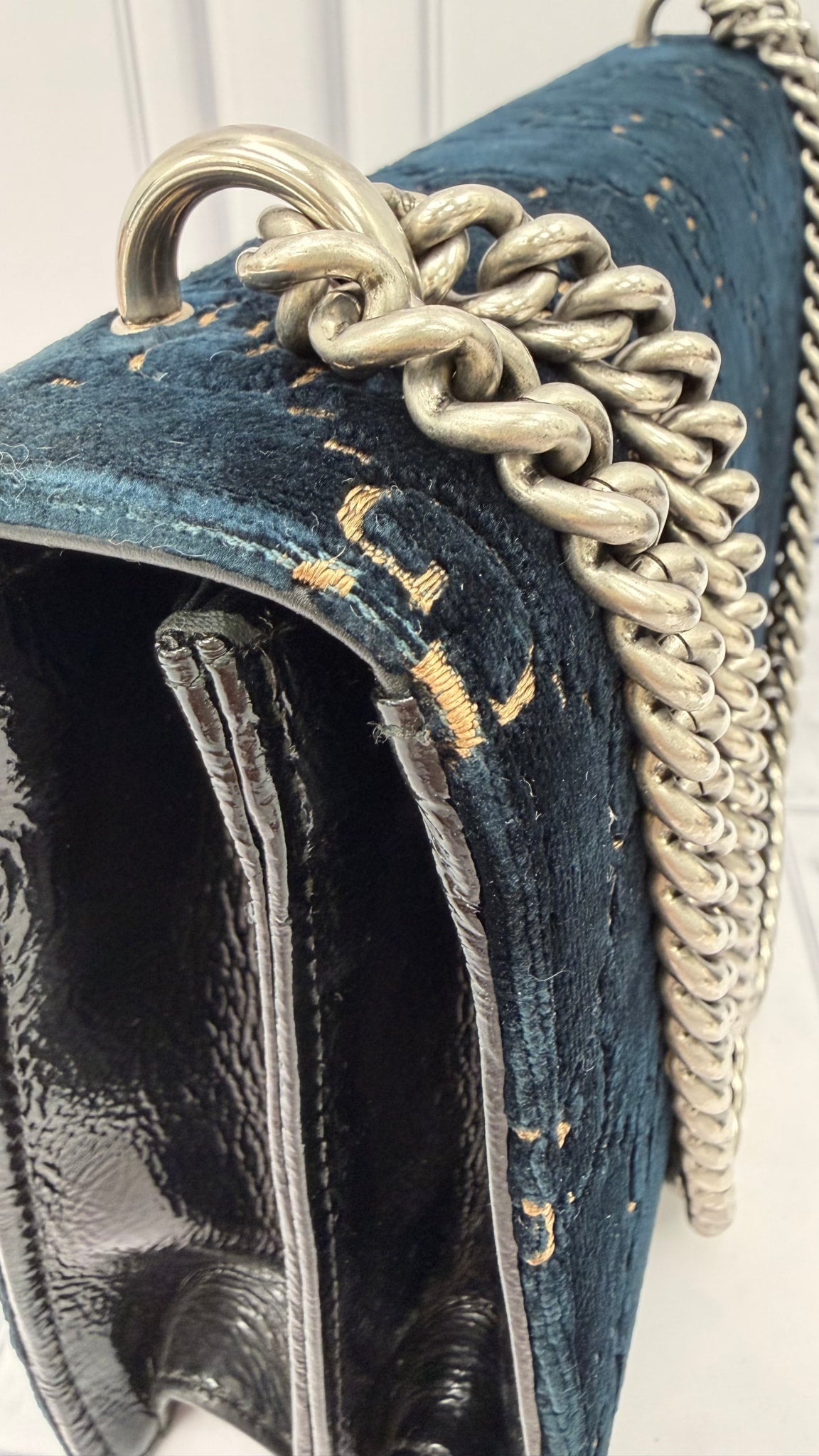 Gucci Navy GG Monogram Velvet Small Dionysus Shoulder Bag
