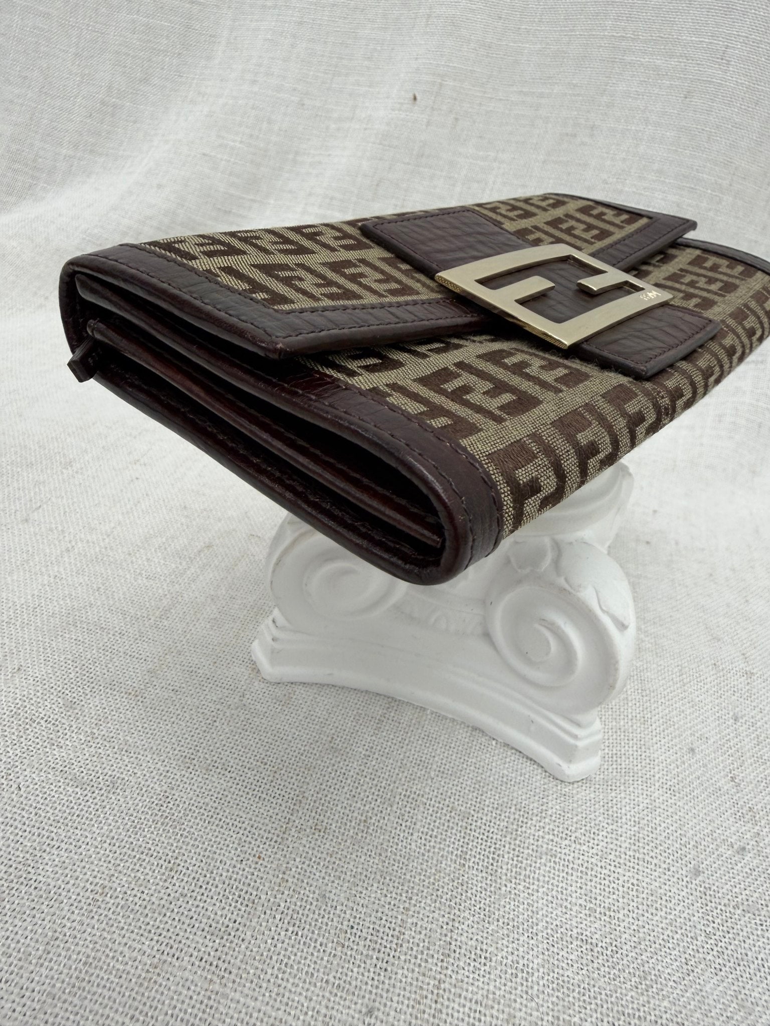 Fendi Brown Zucca Canvas Long Wallet