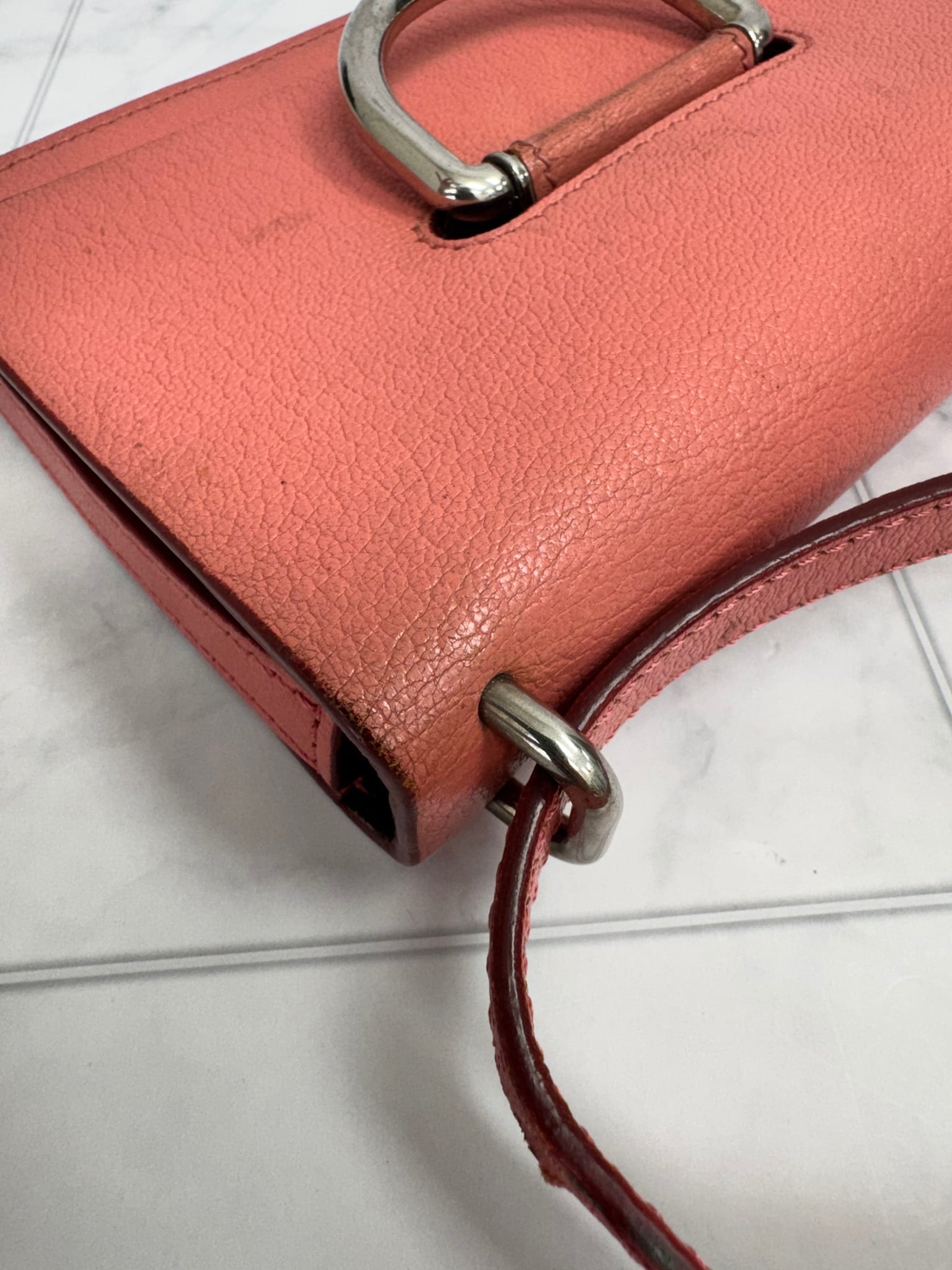 Burberry Pink Grained Leather D-Ring Shoulder bag