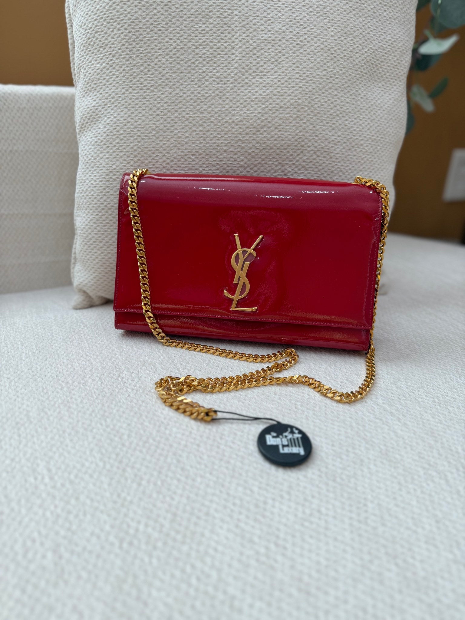Saint Laurent YSL Red Patent Leather Kate  Bag