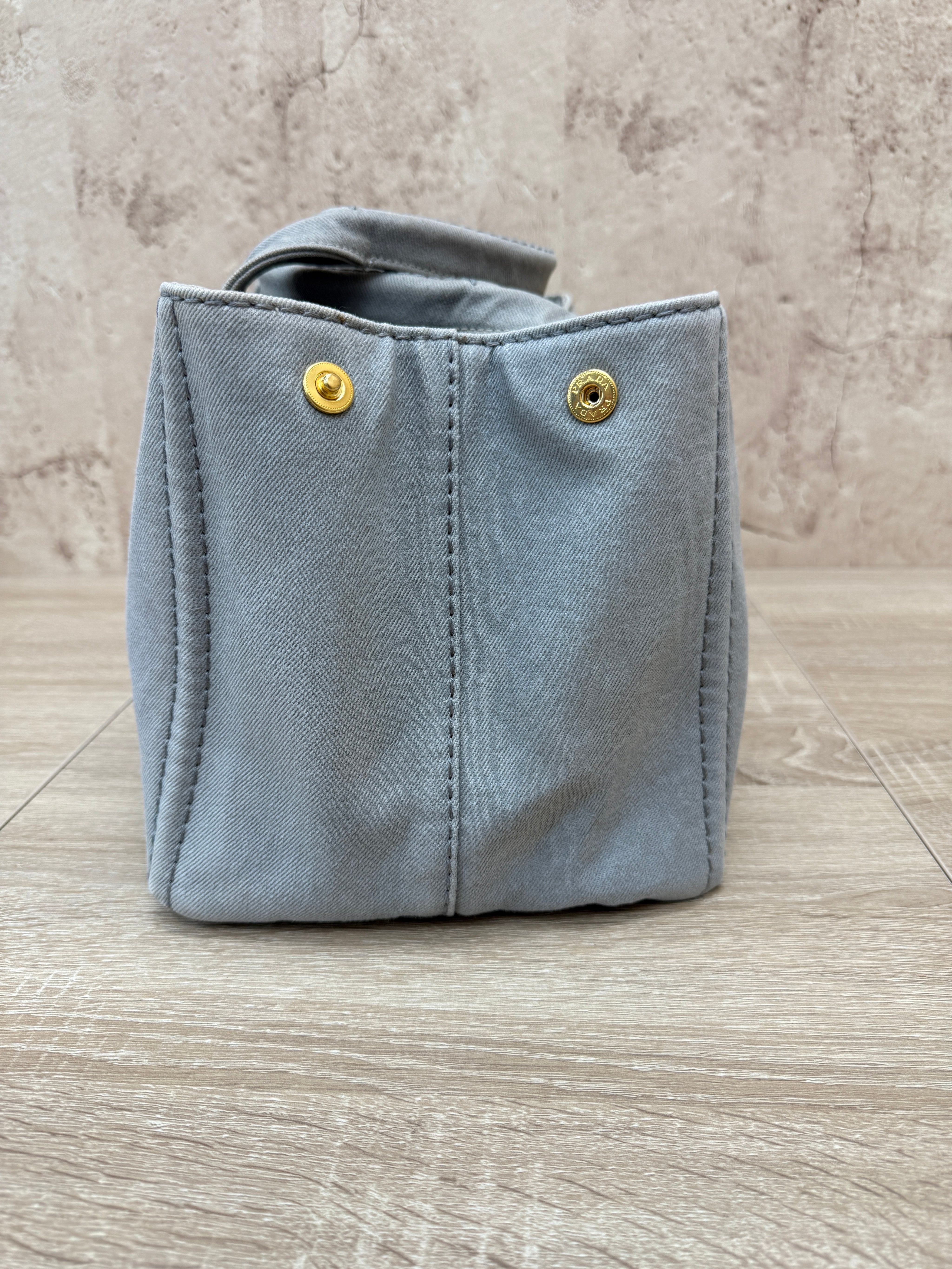 Prada Grey Canvas Medium Canapa Tote