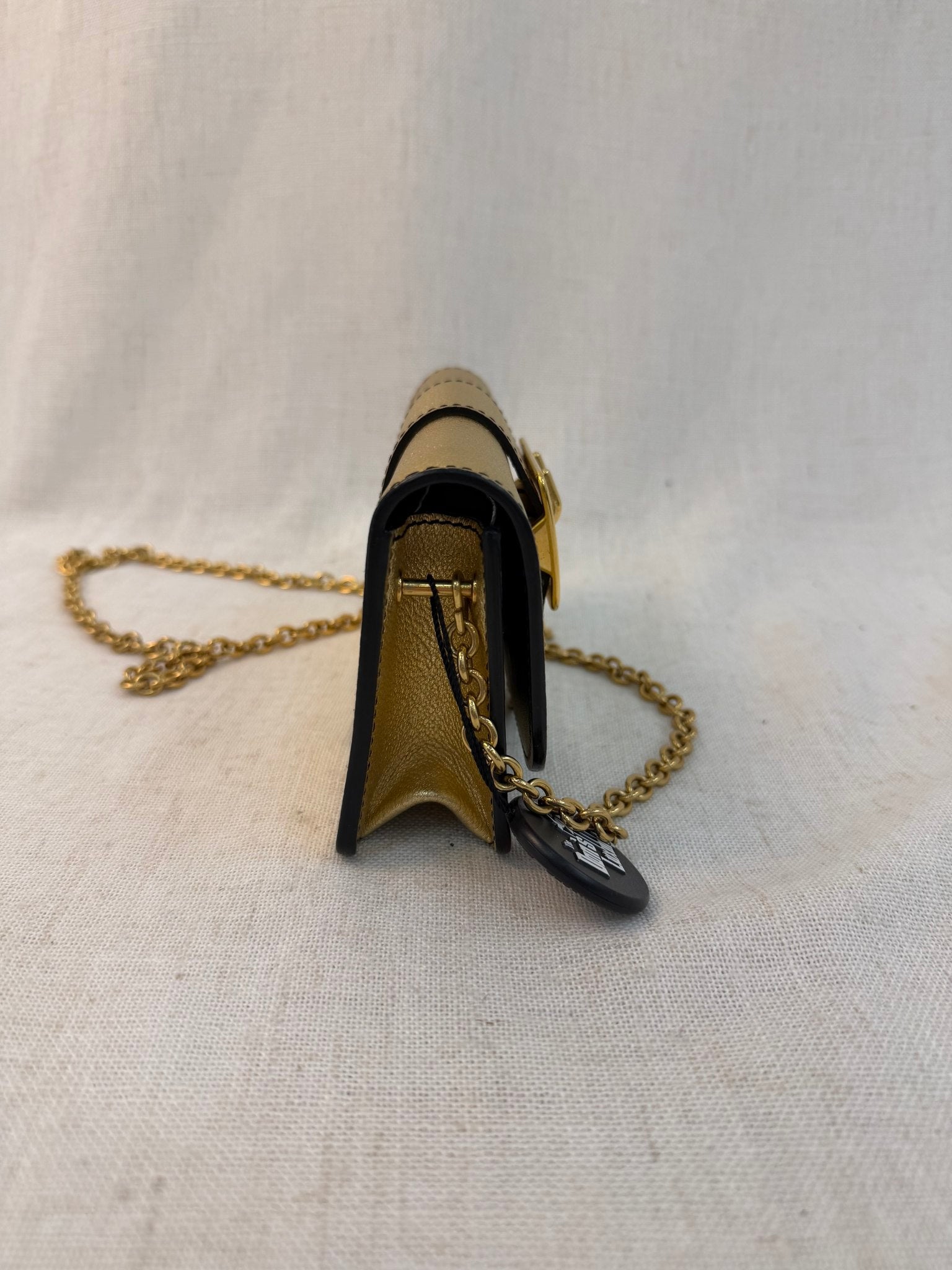 Burberry Gold Leather Mini Buckle Bag