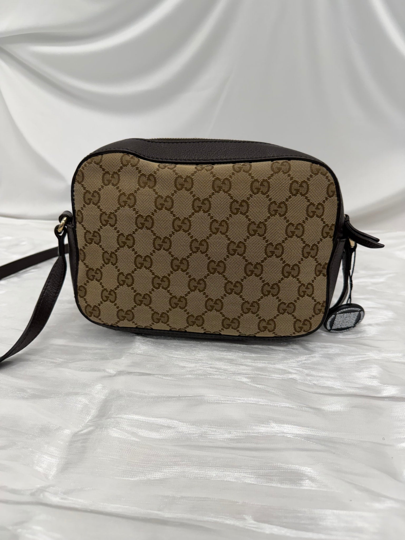 Gucci Brown GG Canvas & Leather Sherry Line Bee Camera Bag